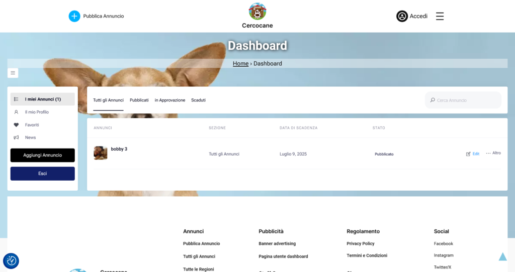 Dashboard - Colonna sinistra 